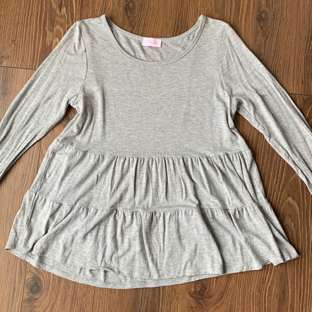 Pink Lily grey peplum top